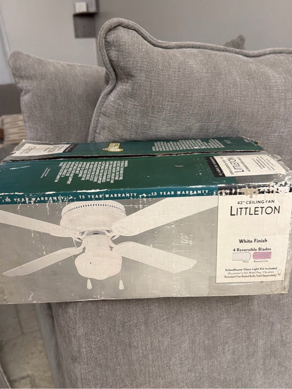 Littleton 42 in. LED Indoor Flush Mount White Ceiling Fan with Light Kit